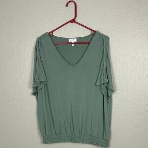 Jessica Simpson Esther Size XL Green Ruched Bottom Short Sleeved Women’s Blouse